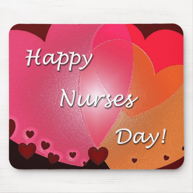Happy Nurses Day Hearts Mouse Mat (Front)
