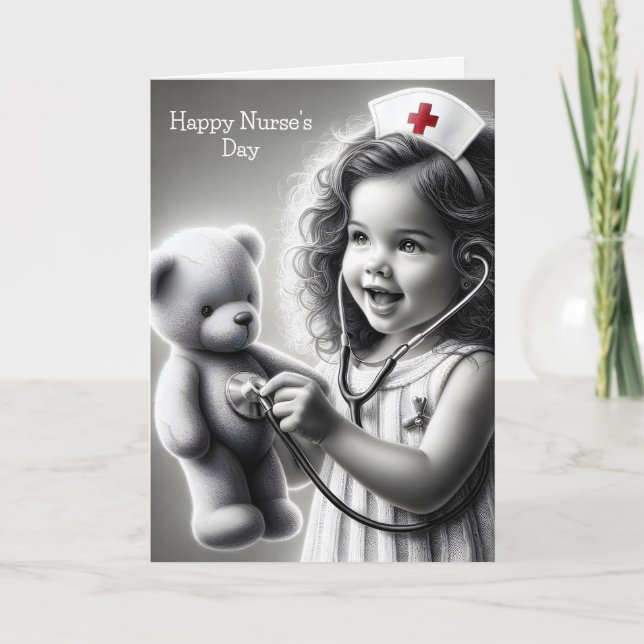 Happy Nurse's Day Nurse With Teddy Bear Card (Front)