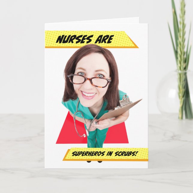 Happy Nurses Day Nurses Are Superheros in Scrubs  Holiday Card (Front)