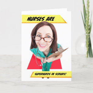 Happy Nurses Day Nurses Are Superheros in Scrubs  Holiday Card