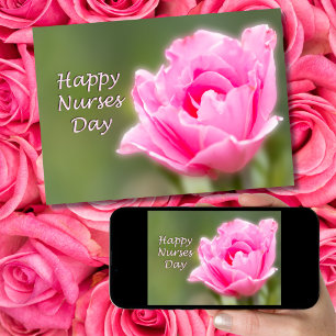 Happy Nurses Day Single Pink Rose Card
