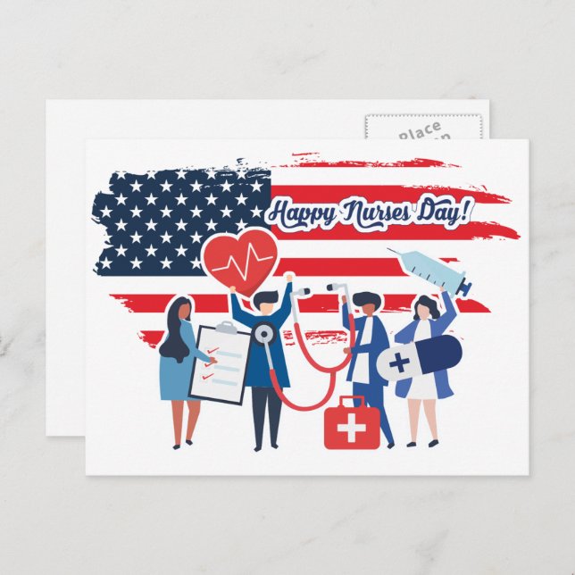 Happy Nurses Day. USA Patriotic Design  Postcard (Front/Back)
