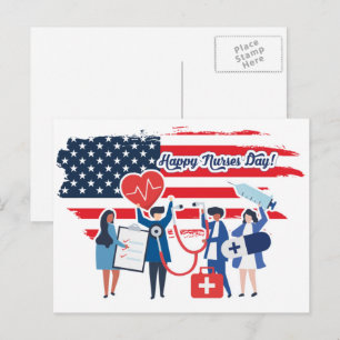 Happy Nurses Day. USA Patriotic Design  Postcard