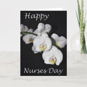Happy Nurses Day White Orchid Flower Card