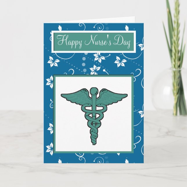 Happy Nurse's Day with medical nursing symbol Thank You Card (Front)