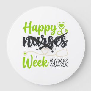 Happy Nurses Week 2026 Stethoscope Nurse Design_1 Large Clock