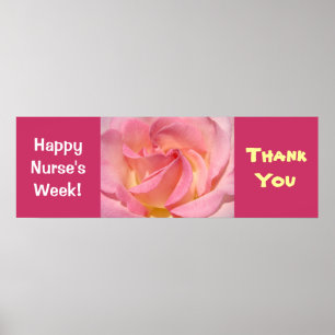 Happy Nurse's Week! Banner Poster Pink Rose Thanks