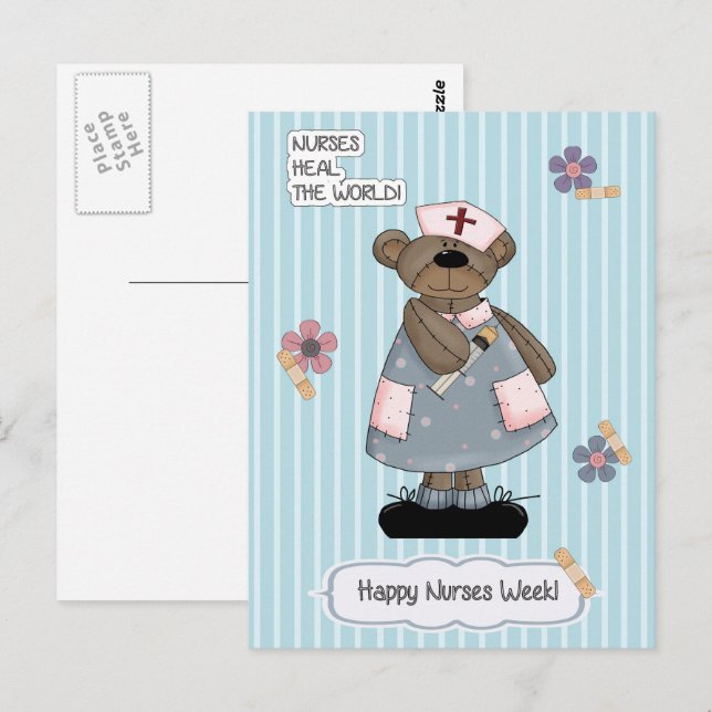 Happy Nurses Week. Cute Teddy Bear  Postcard (Front/Back)