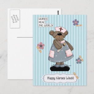 Happy Nurses Week. Cute Teddy Bear  Postcard