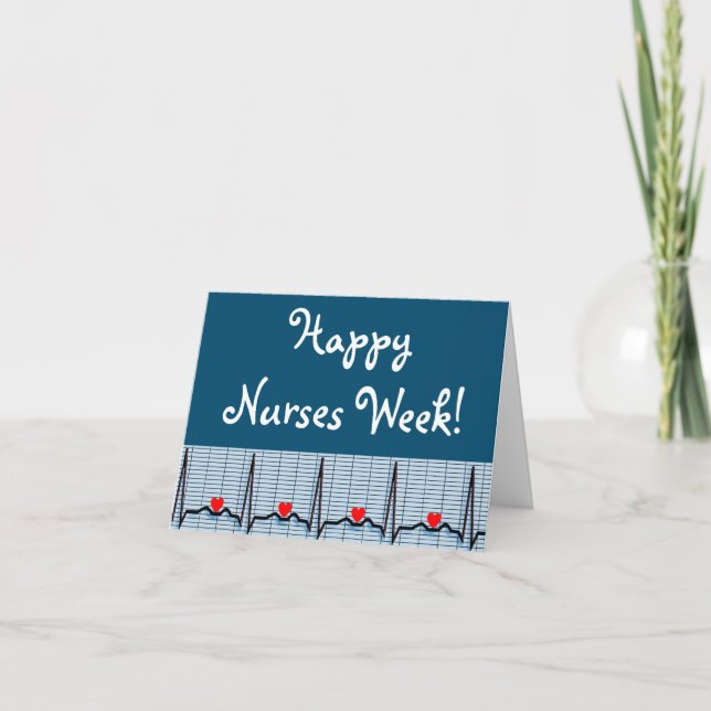 Happy Nurses Week EKG  Note Card (Front)