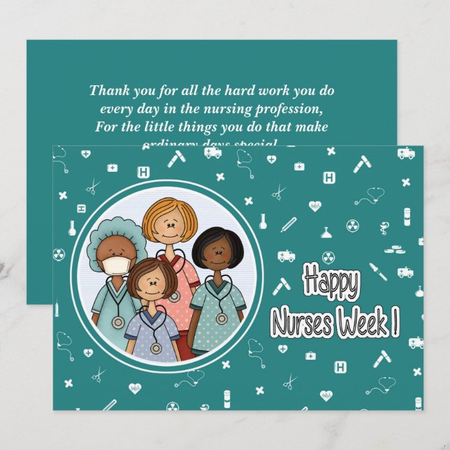 Happy Nurses Week. Group of Nurses Card (Front/Back)