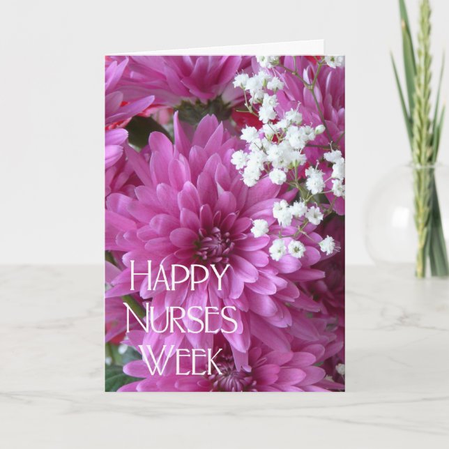 Happy Nurses Week-Pink Chrysanthemums Card (Front)