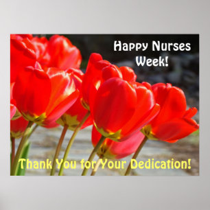 Happy Nurses Week posters Red Tulips Thank You