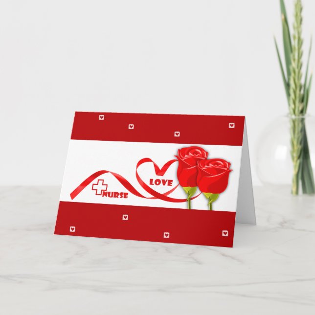 Happy Nurses Week. Red Roses and Heart Card (Front)