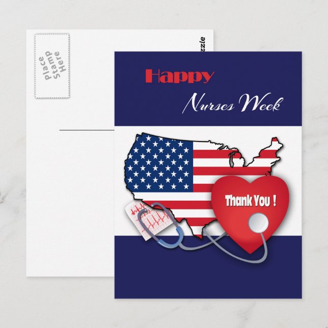 Happy Nurses Week. USA Patriotic  Postcard (Front/Back)