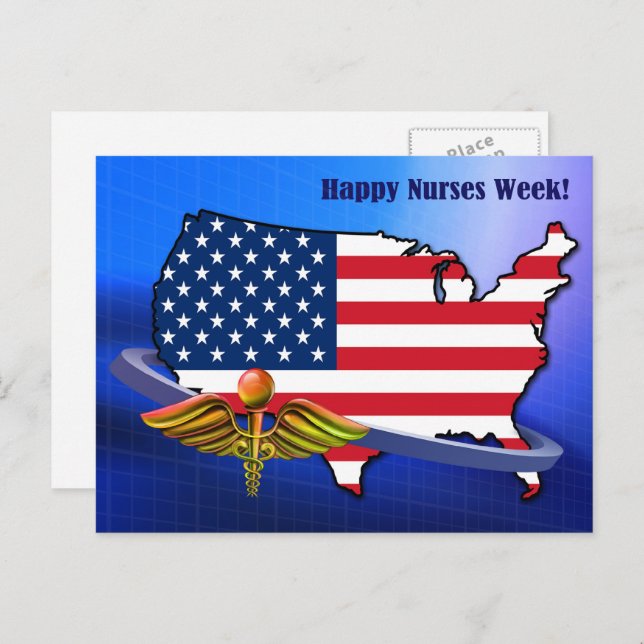 Happy Nurses Week. USA Patriotic Postcard (Front/Back)