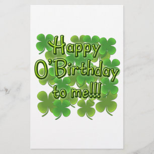Happy O'Birthday to Me with Shamrocks