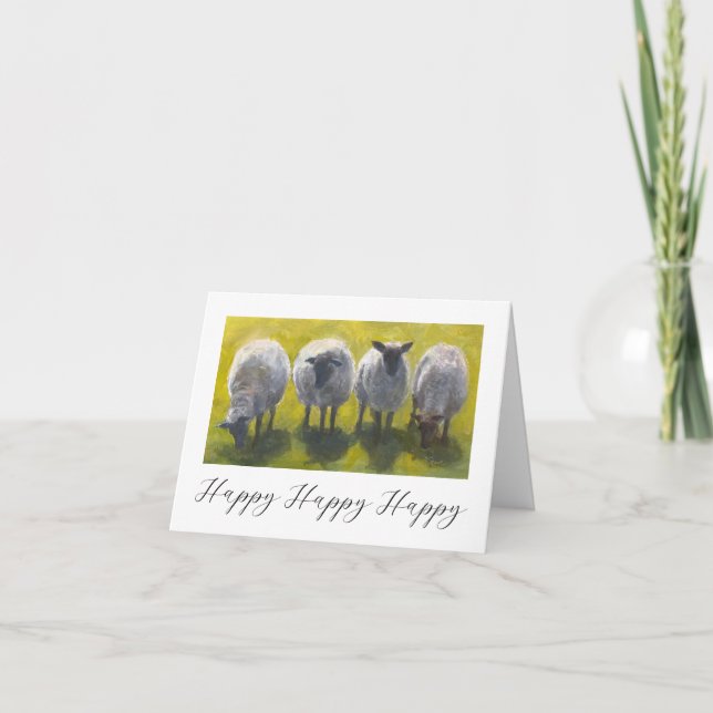 Happy Occasion Greeting Card with Painterly Sheep (Front)