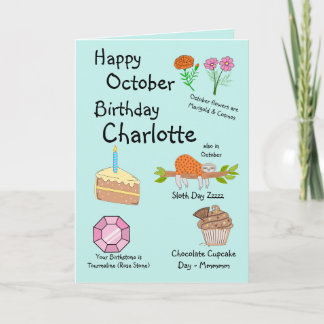 Happy October Birthday Folded Greeting Card