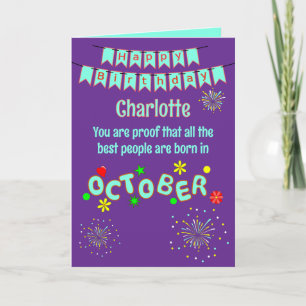 Happy October Birthday Folded Greeting Card
