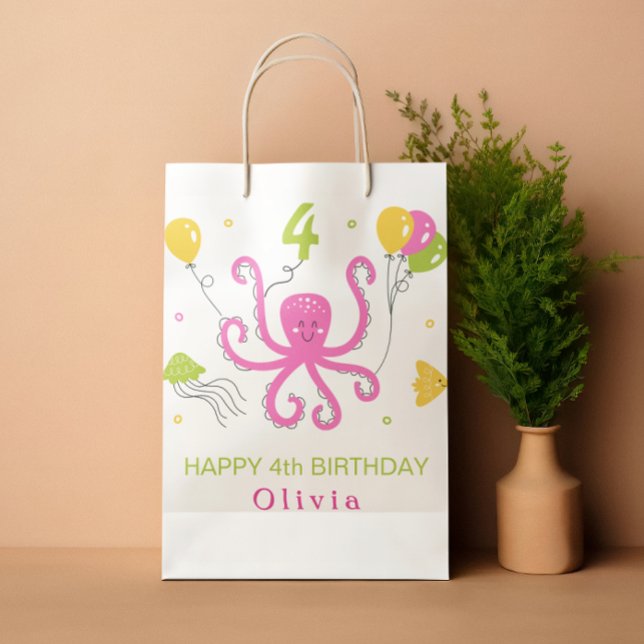 Happy Octopus Birthday Medium Gift Bag (Creator Uploaded)