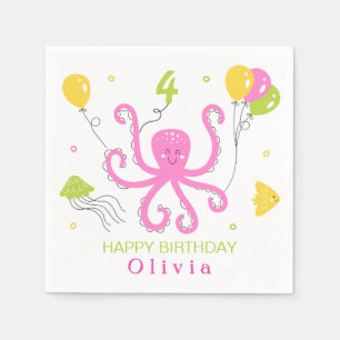 Happy Octopus Birthday Napkin