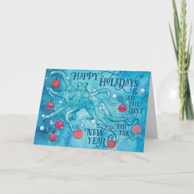 Happy Octopus Holiday Card (Front)