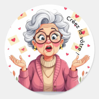 Happy older woman sticker receiving letters