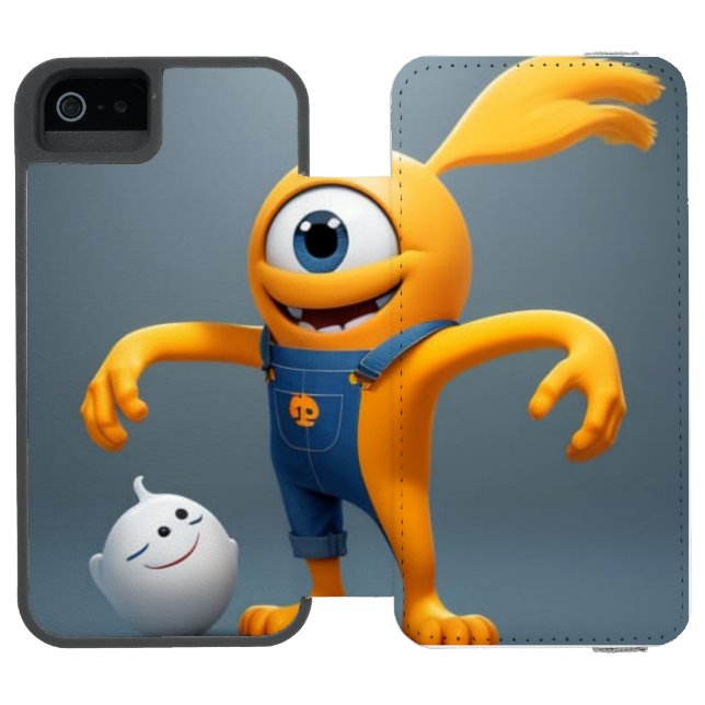 "Happy one-eyed monster with a friend of mine" Incipio iPhone Wallet Case (Folio Open)