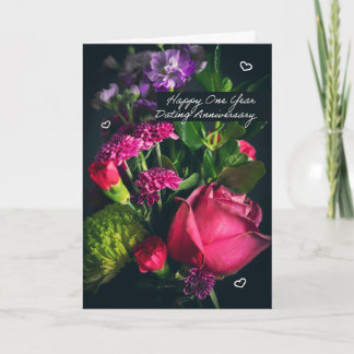 Happy One Year Dating Anniversary Romance Flowers Holiday Card