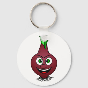 Happy Onion Vegan Vegetable Illustration Key Ring