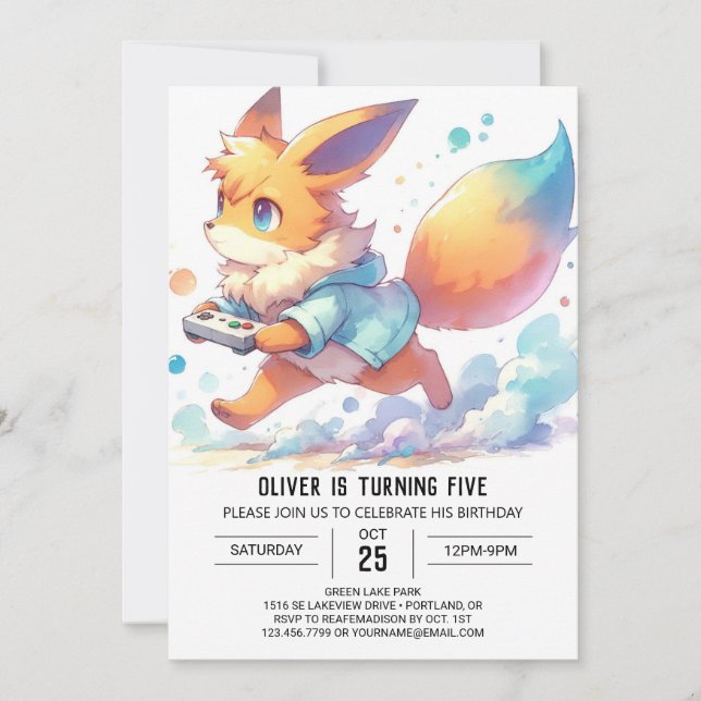 Happy Online Fox Birthday Invitation (Front)