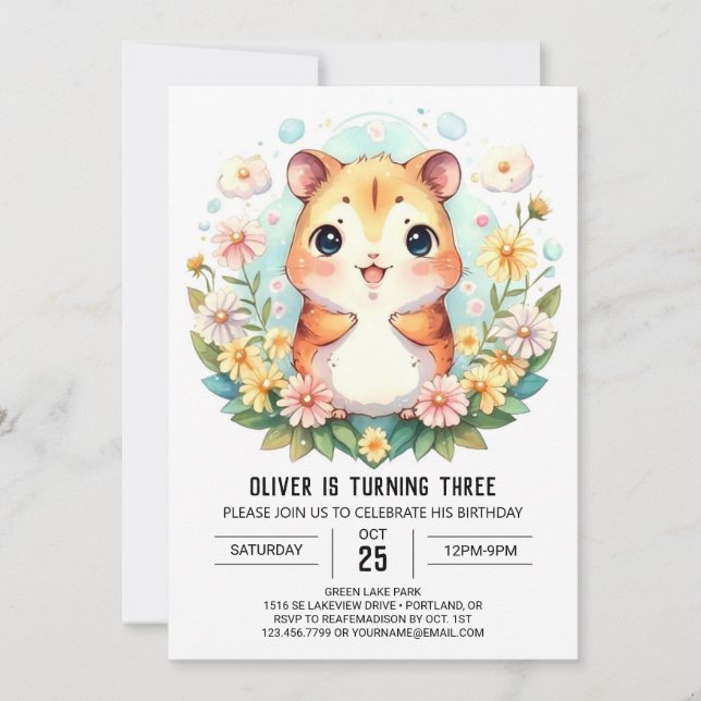 Happy Online Hamster Birthday Invitation (Front)