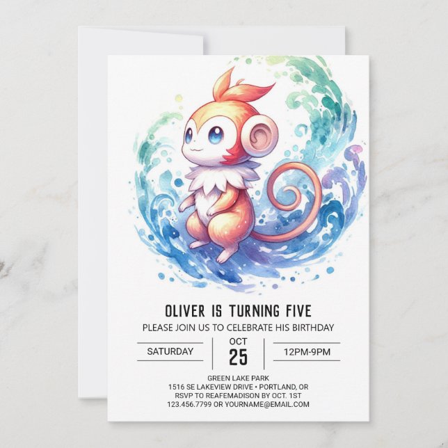 Happy Online Monkey Birthday Invitation (Front)