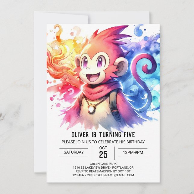 Happy Online Monkey Birthday Invitation (Front)