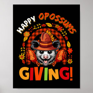 Happy Opossums Giving Thanksgiving Rodent Rainbow Poster