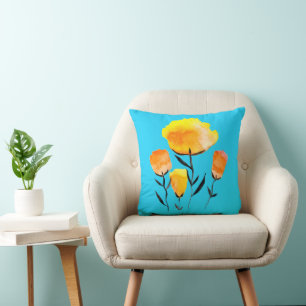 Happy orange and yellow flowers cushion