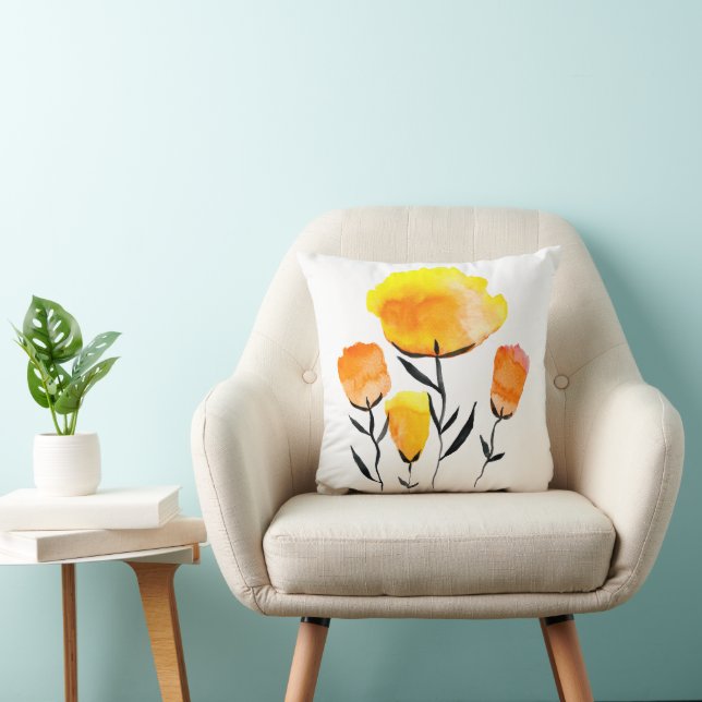 Happy orange and yellow flowers cushion (Chair)