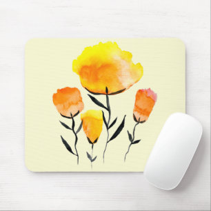 Happy orange and yellow flowers mouse mat