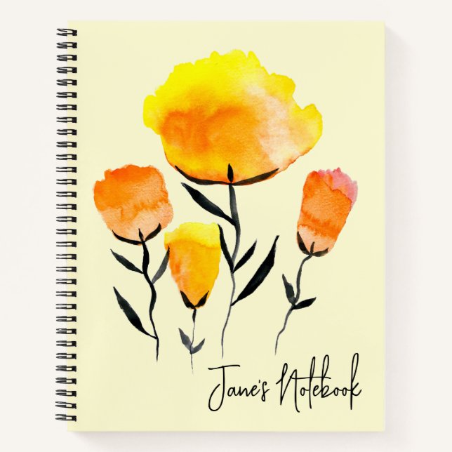 Happy orange and yellow flowers notebook (Front)