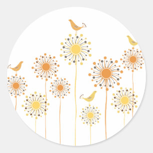 Happy Orange BIrds Custom Round Sticker
