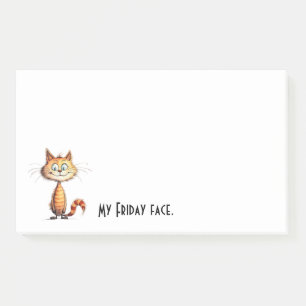 Happy Orange Cartoon Cat My Friday Face Post-it Notes