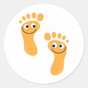 Happy Orange Feet Classic Round Sticker