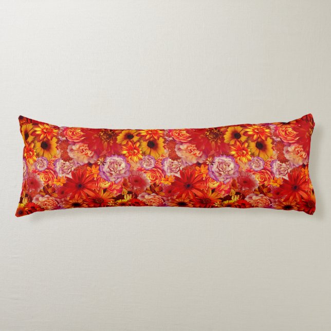 Happy Orange Flower Field Garden Body Cushion (Front)