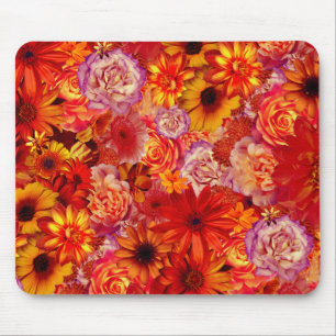 Happy Orange Flower Field Garden Mouse Mat