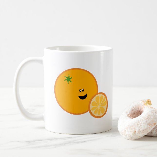 Happy Orange Good Morning Coffee Mug (With Donut)