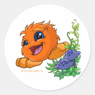 Happy orange JubJub in Neopia Central Classic Round Sticker