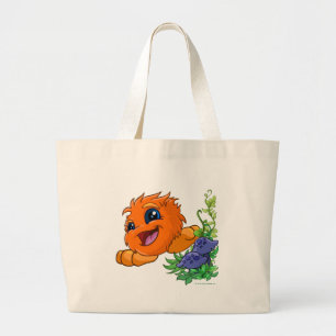 Happy orange JubJub in Neopia Central Large Tote Bag