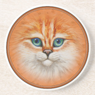 Happy Orange Kitty Face Coaster