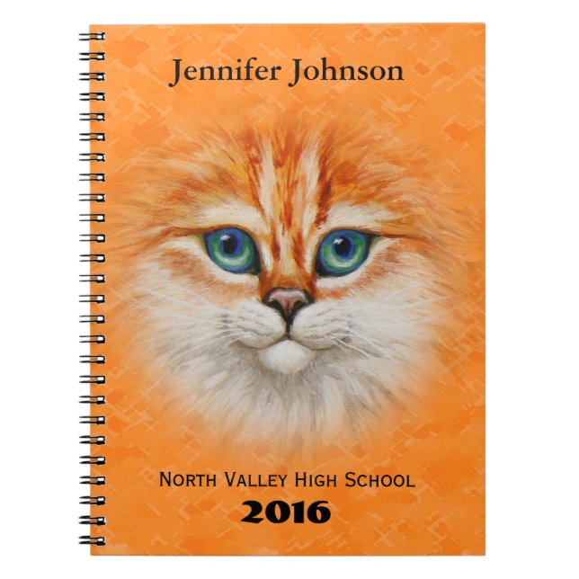 Happy Orange Kitty Face Notebook (Front)